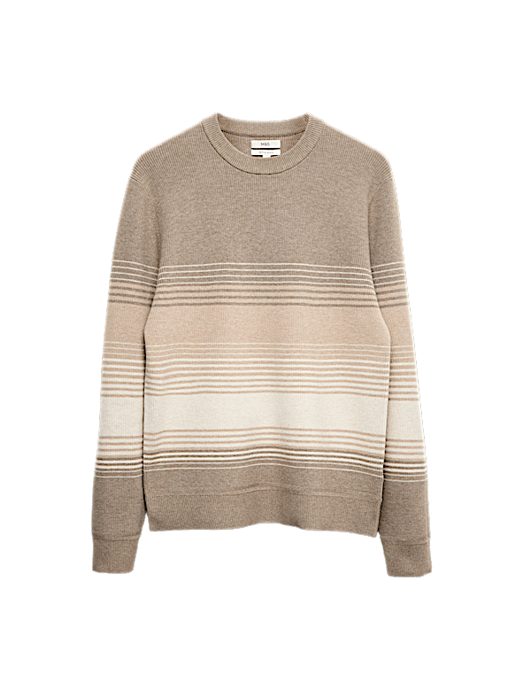 Cotton Blend Ribbed Striped Jumper