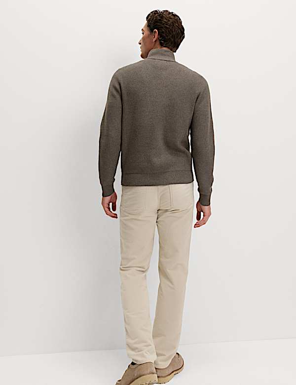 Cotton Blend Ribbed Half Zip Jumper - GR