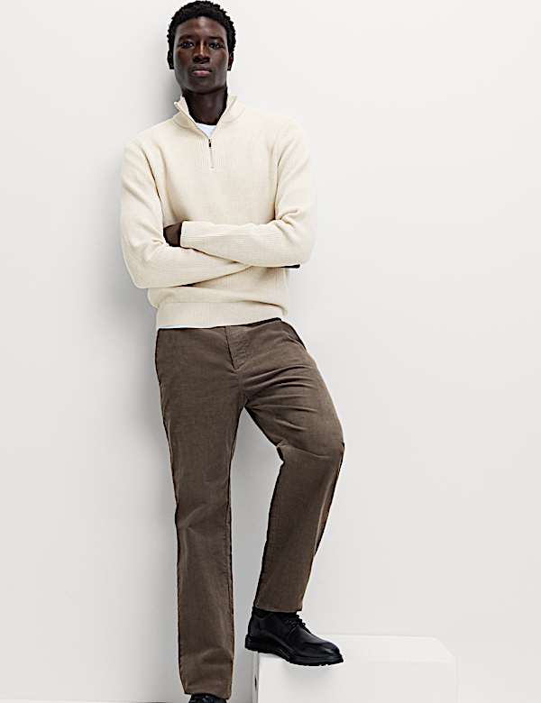 Cotton Blend Rib Half Zip Jumper