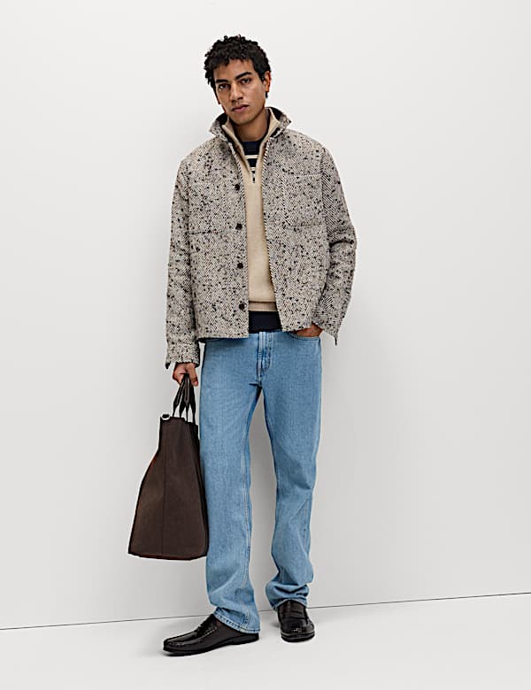 Cotton Blend Ribbed Half Zip Jumper - DE