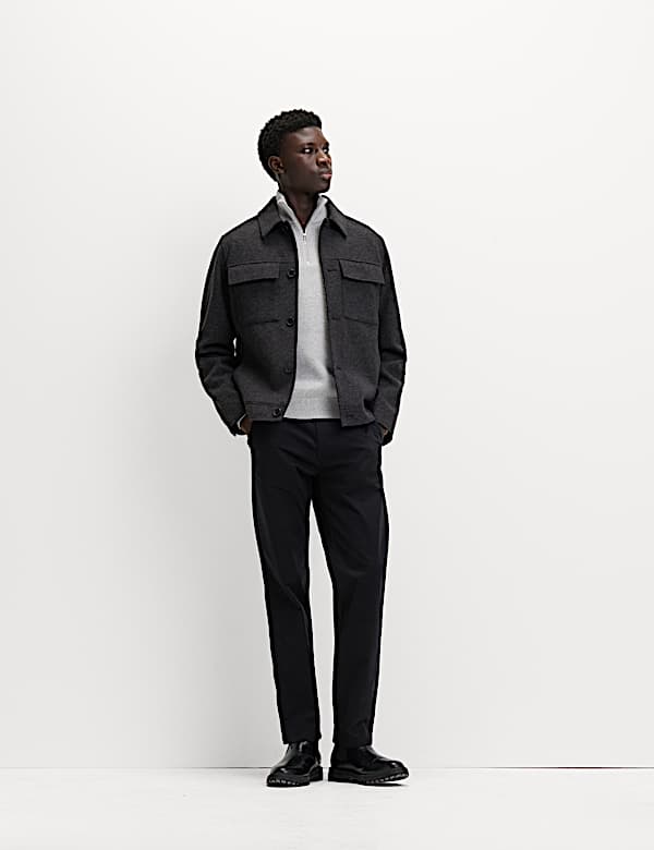 Cotton Blend Ribbed Half Zip Jumper