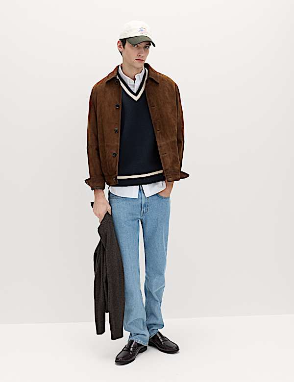 Chaleco de punto de mezcla de algod&oacute;n de escote en pico - US