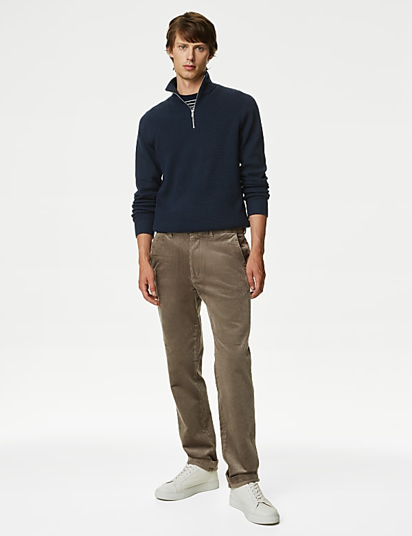 Cotton Blend Textured Half Zip Jumper