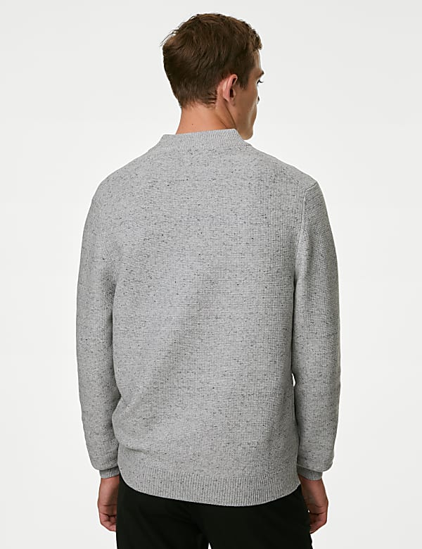 Buy Cotton Blend Textured Half Zip Jumper at Marks Spencer