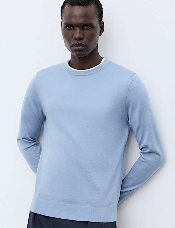 Pure Extra Fine Merino Wool Crew Neck Jumper
