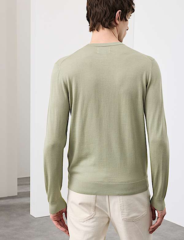 Pure Extra Fine Merino Wool Crew Neck Jumper - US