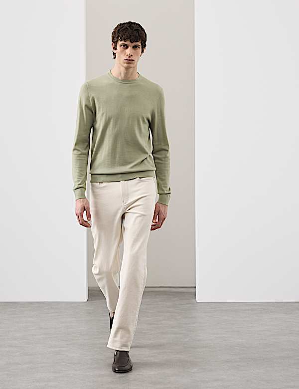 Pure Extra Fine Merino Wool Crew Neck Jumper - US