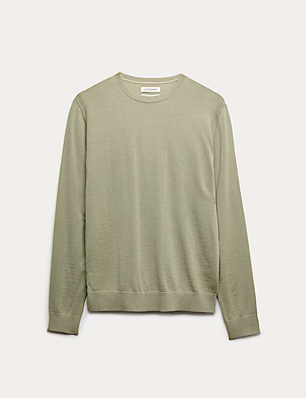Pure Extra Fine Merino Wool Crew Neck Jumper - US