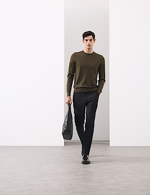 Pure Extra Fine Merino Wool Crew Neck Jumper - CA