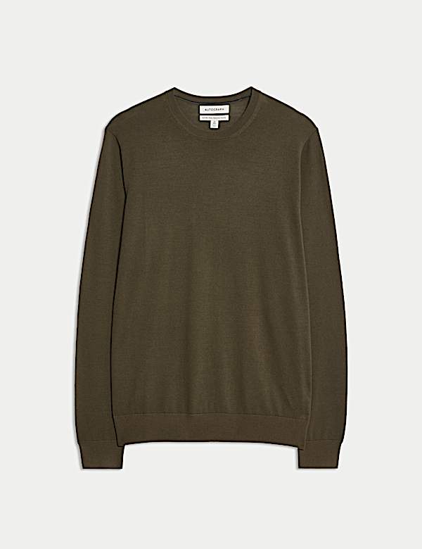 Pure Extra Fine Merino Wool Crew Neck Jumper - CA