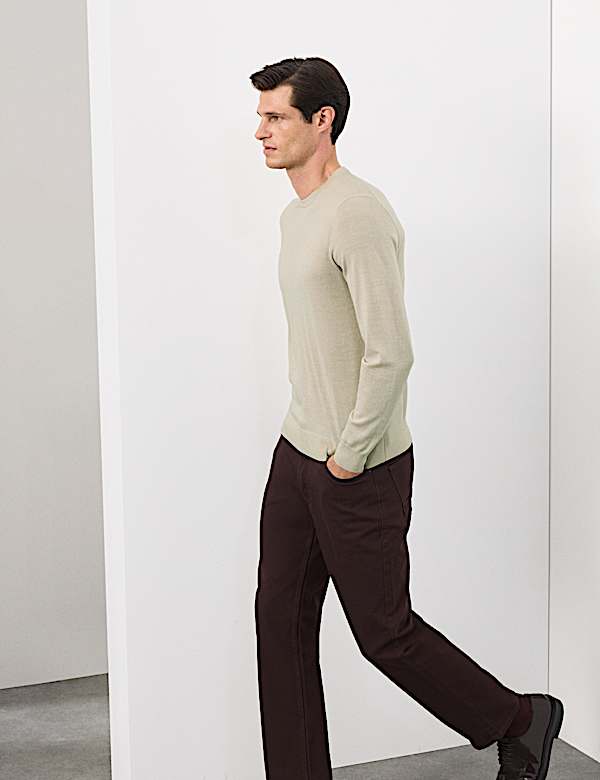 Pure Extra Fine Merino Wool Crew Neck Jumper - BE