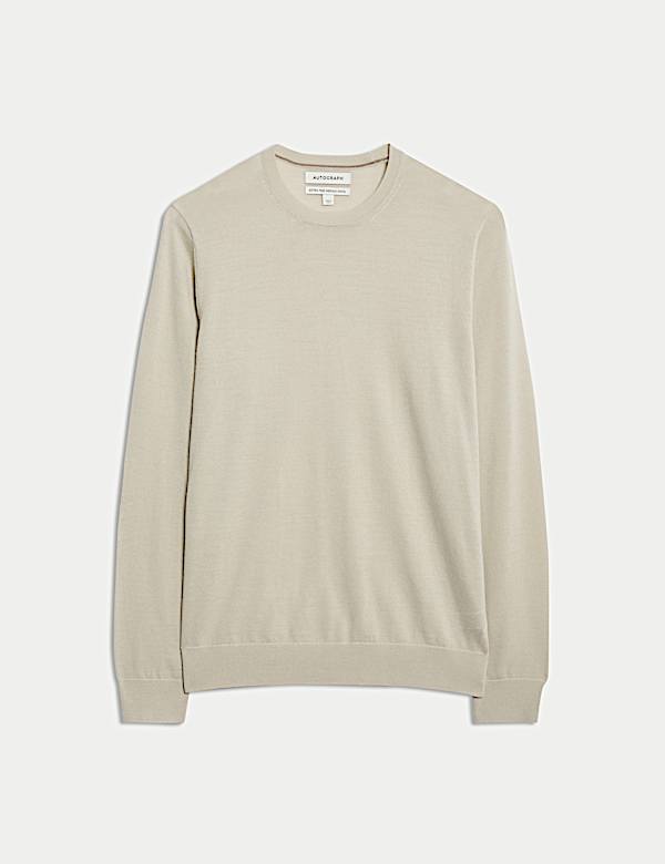 Pure Extra Fine Merino Wool Crew Neck Jumper - BE