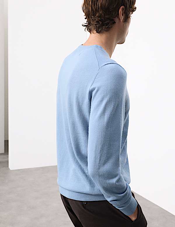 Pure Extra Fine Merino Wool Crew Neck Jumper - US