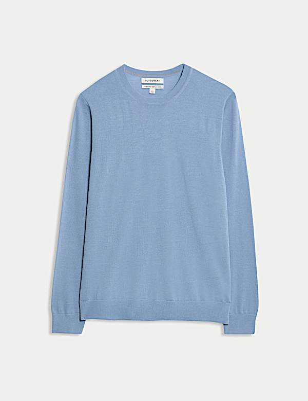 Pure Extra Fine Merino Wool Crew Neck Jumper - US