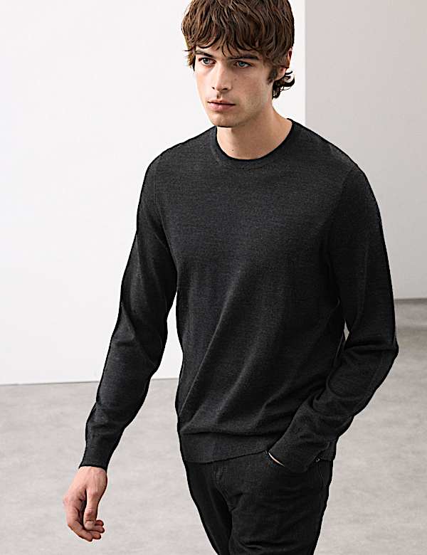 Pure Extra Fine Merino Wool Crew Neck Jumper - CN