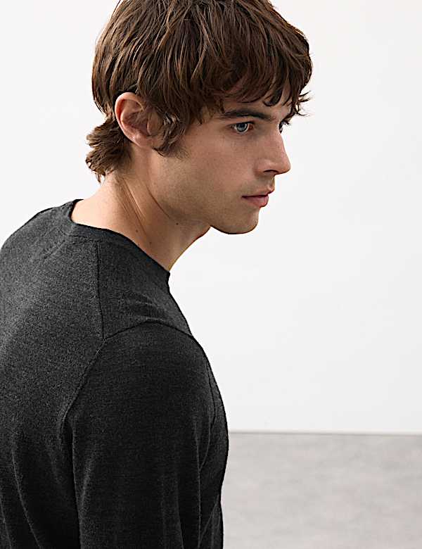 Pure Extra Fine Merino Wool Crew Neck Jumper - CN