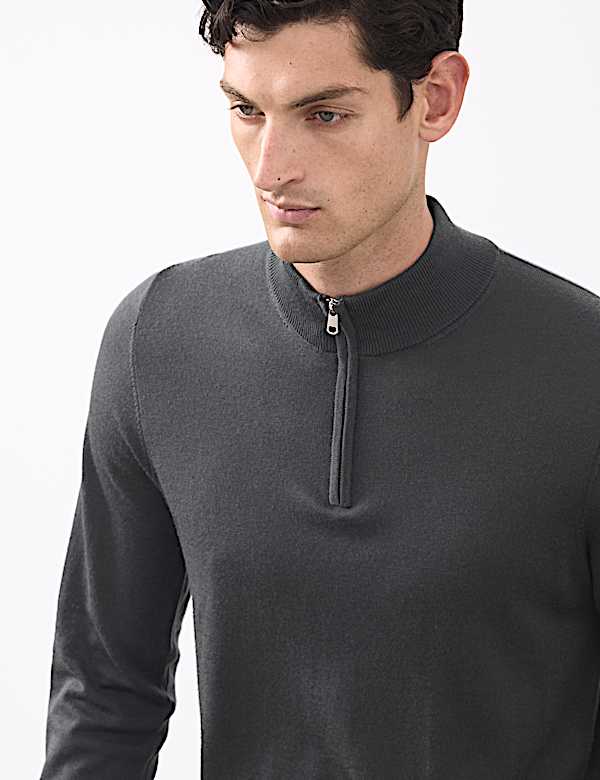 Pull 100 % laine de mérinos extra-fine à col zippé - LU