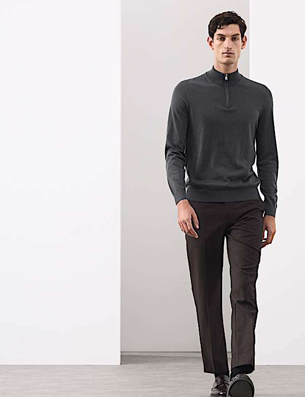Pure Extra Fine Merino Wool Half Zip Jumper