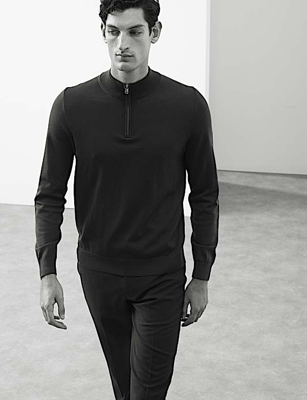 Pure Extra Fine Merino Wool Half Zip Jumper