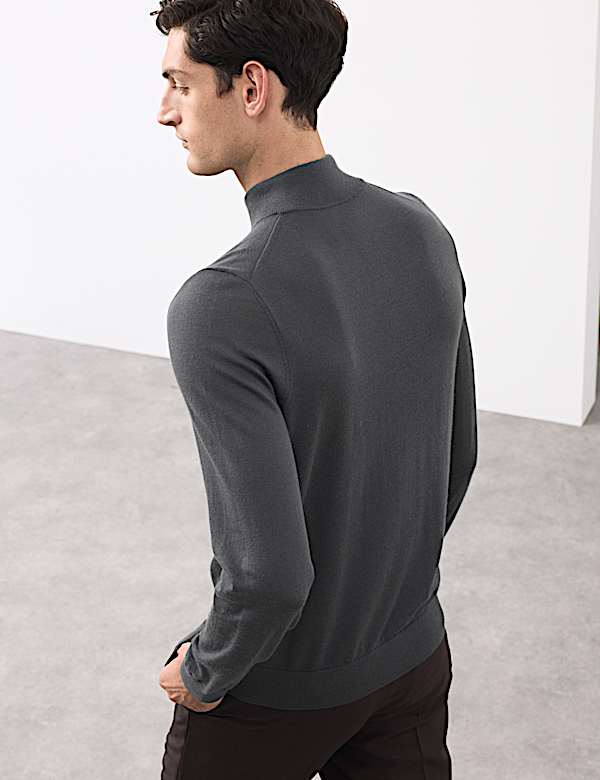 Pure Extra Fine Merino Wool Half Zip Jumper
