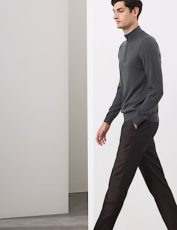 Pure Extra Fine Merino Wool Half Zip Jumper