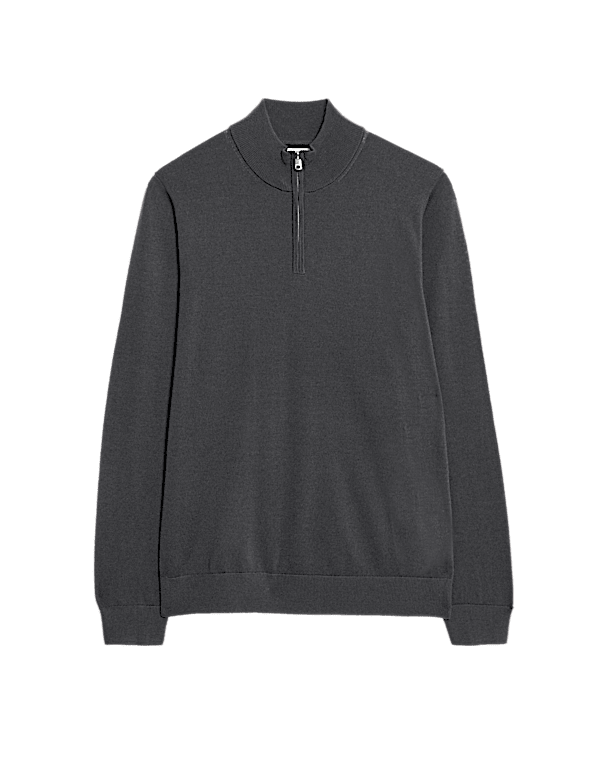 Pure Extra Fine Merino Wool Half Zip Jumper