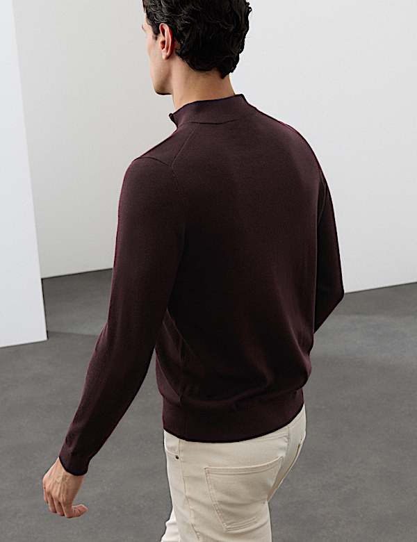 Pure Extra Fine Merino Wool Half Zip Jumper