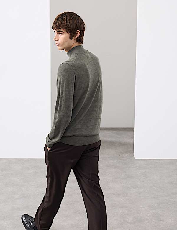 Pure Extra Fine Merino Wool Half Zip Jumper - US