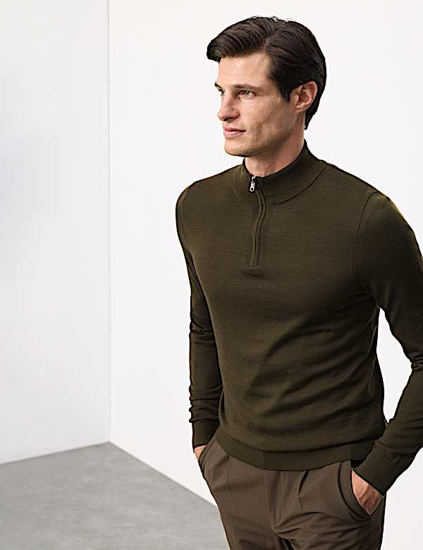 Πουλόβερ με φερμουάρ από μαλλί Merino Extra Fine - GR