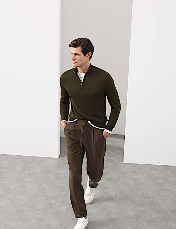 Πουλόβερ με φερμουάρ από μαλλί Merino Extra Fine - GR