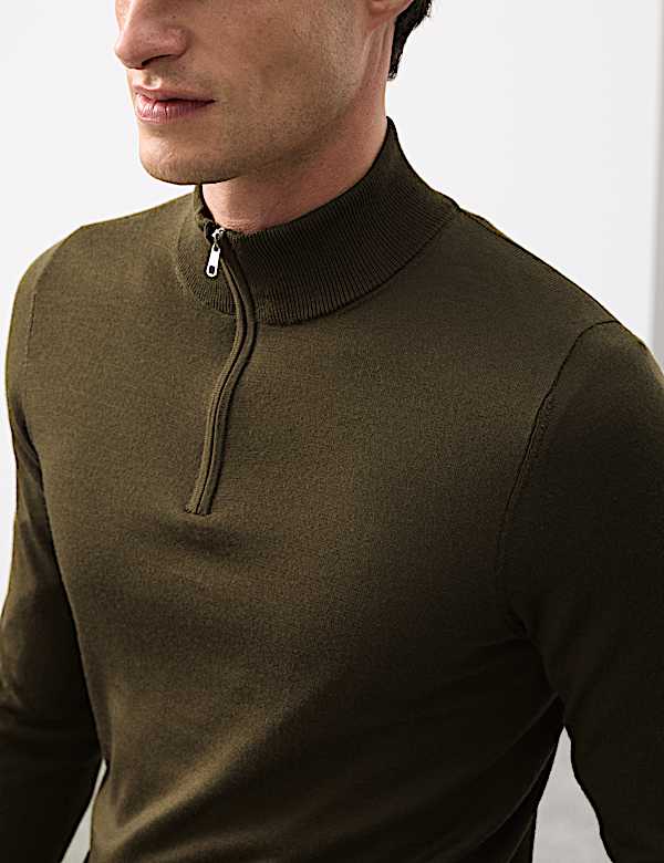 Πουλόβερ με φερμουάρ από μαλλί Merino Extra Fine - GR