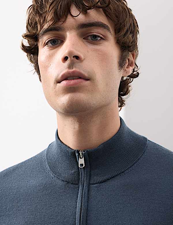 Pure Extra Fine Merino Wool Half Zip Jumper