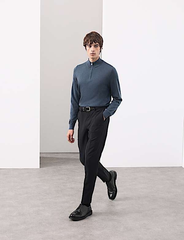 Pure Extra Fine Merino Wool Half Zip Jumper