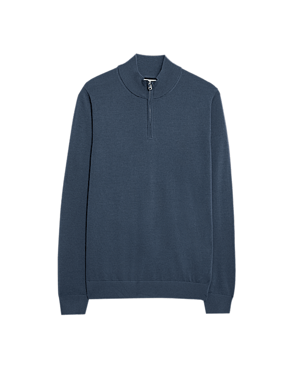 Pure Extra Fine Merino Wool Half Zip Jumper