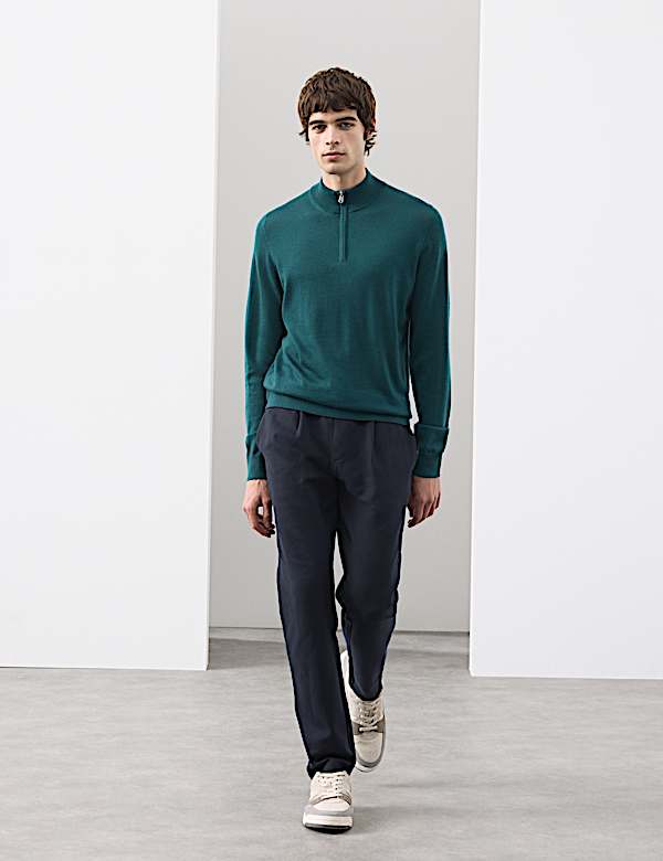 Pure Extra Fine Merino Wool Half Zip Jumper - ES