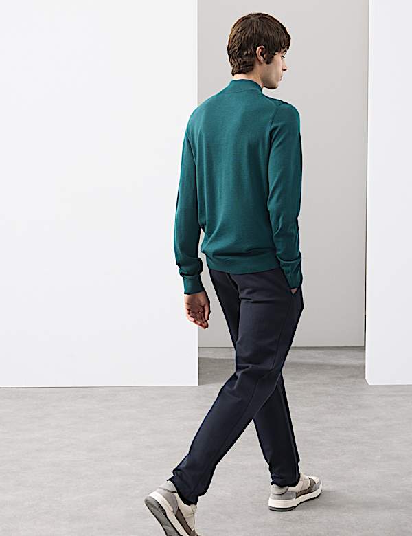 Pure Extra Fine Merino Wool Half Zip Jumper - ES