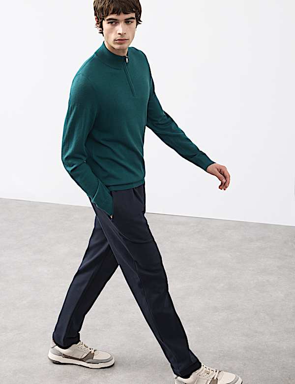 Pure Extra Fine Merino Wool Half Zip Jumper - ES