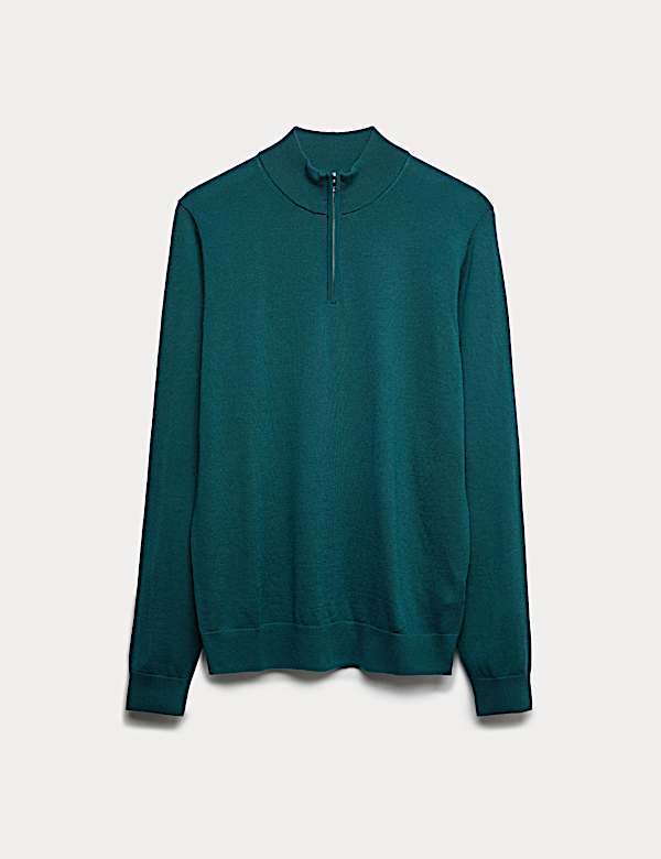 Pure Extra Fine Merino Wool Half Zip Jumper - ES