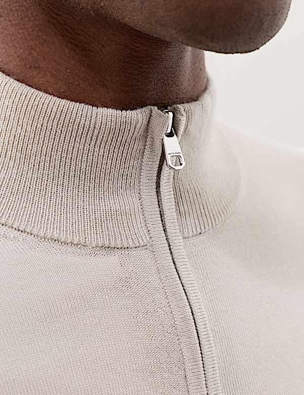 Pure Extra Fine Merino Wool Half Zip Jumper - JP