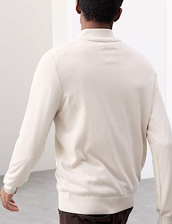 Pure Extra Fine Merino Wool Half Zip Jumper - JP