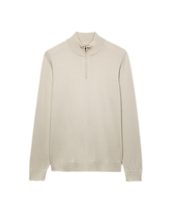 Pure Extra Fine Merino Wool Half Zip Jumper