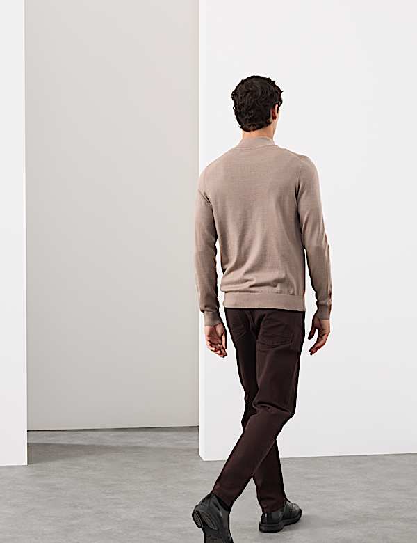 Pure Extra Fine Merino Wool Half Zip Jumper - US