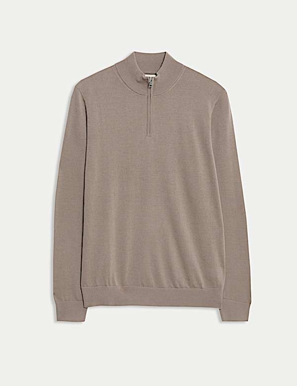 Pure Extra Fine Merino Wool Half Zip Jumper - US