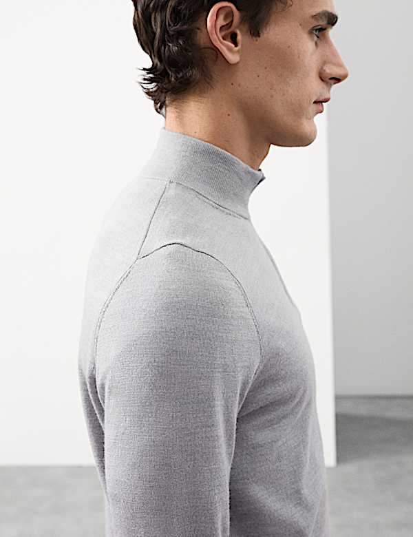 Pure Extra Fine Merino Wool Half Zip Jumper - JP