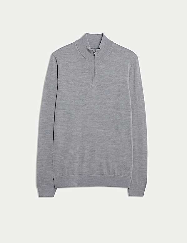 Pure Extra Fine Merino Wool Half Zip Jumper - JP