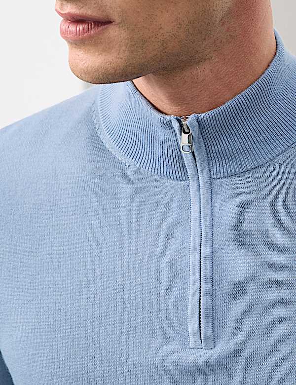 Pure Extra Fine Merino Wool Half Zip Jumper - CZ