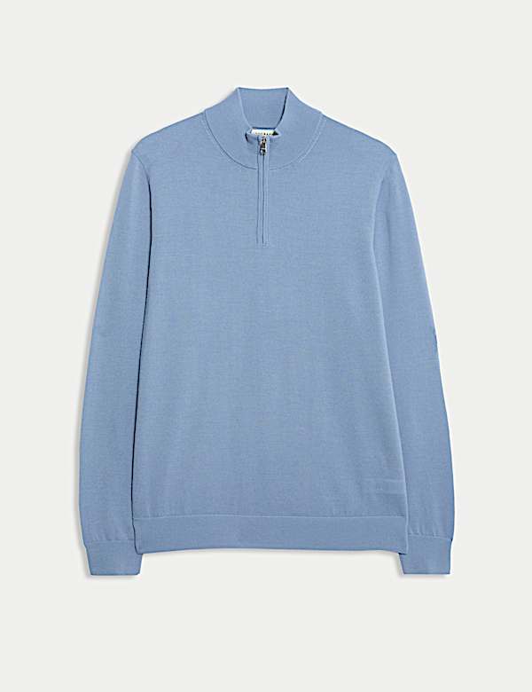 Pure Extra Fine Merino Wool Half Zip Jumper - CZ