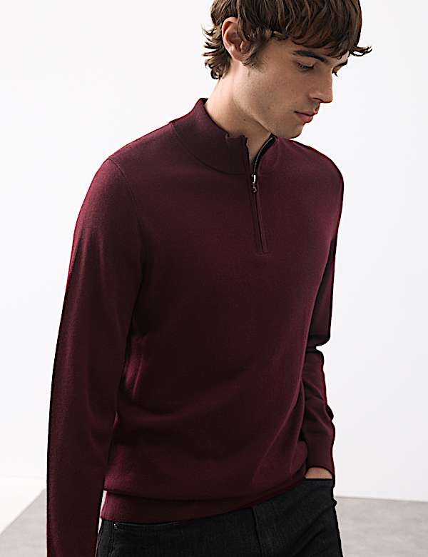 Pure Extra Fine Merino Wool Half Zip Jumper