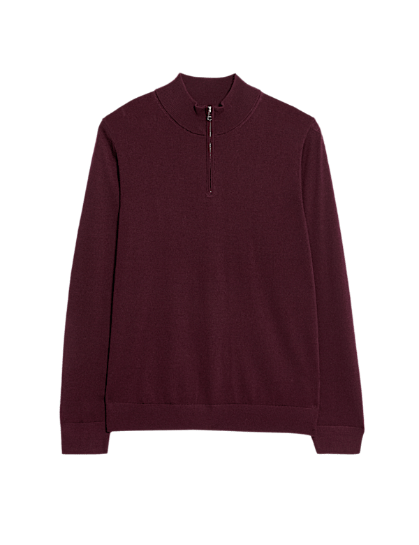 Pure Extra Fine Merino Wool Half Zip Jumper