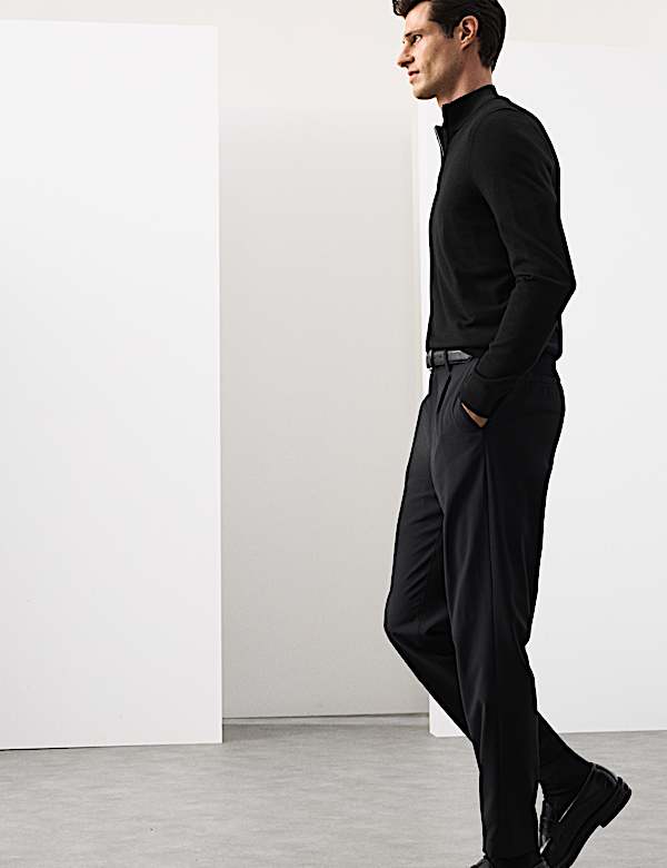 Pure Extra Fine Merino Wool Half Zip Jumper - US
